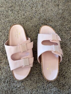 kate spade Becca pale pink double-buckle slide sandals
